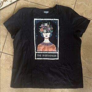 Torrid Heritage The Overthinker Black Graphic Tee with Floral Art